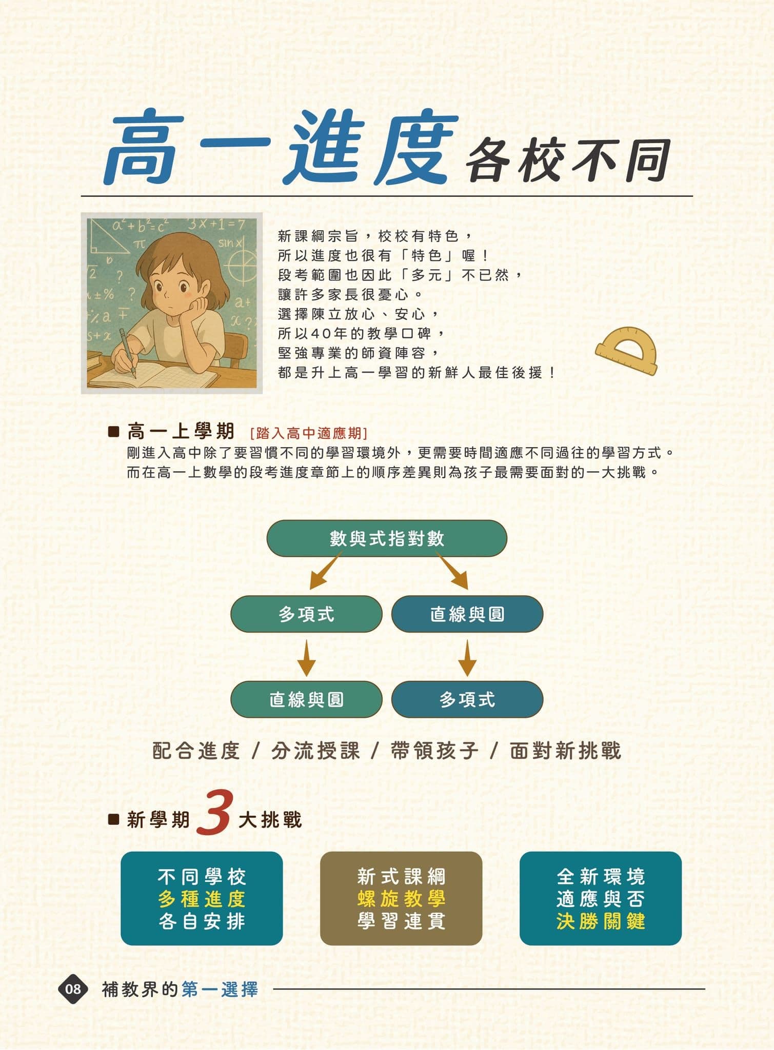 高一進度各校不同